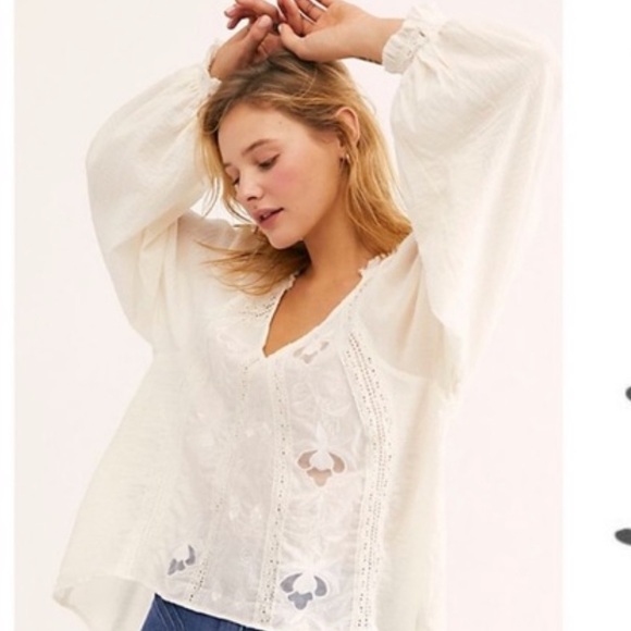(((IVORY))) Free People Sivan Embroidered top. - Picture 3 of 9